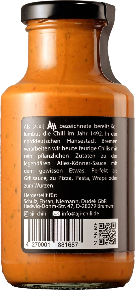 Chilisauce - Höllisch, Rückseite mit Zutaten und Nährwerten